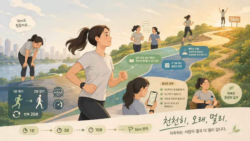 1km도 힘든 사람이 5km를 달리기까지